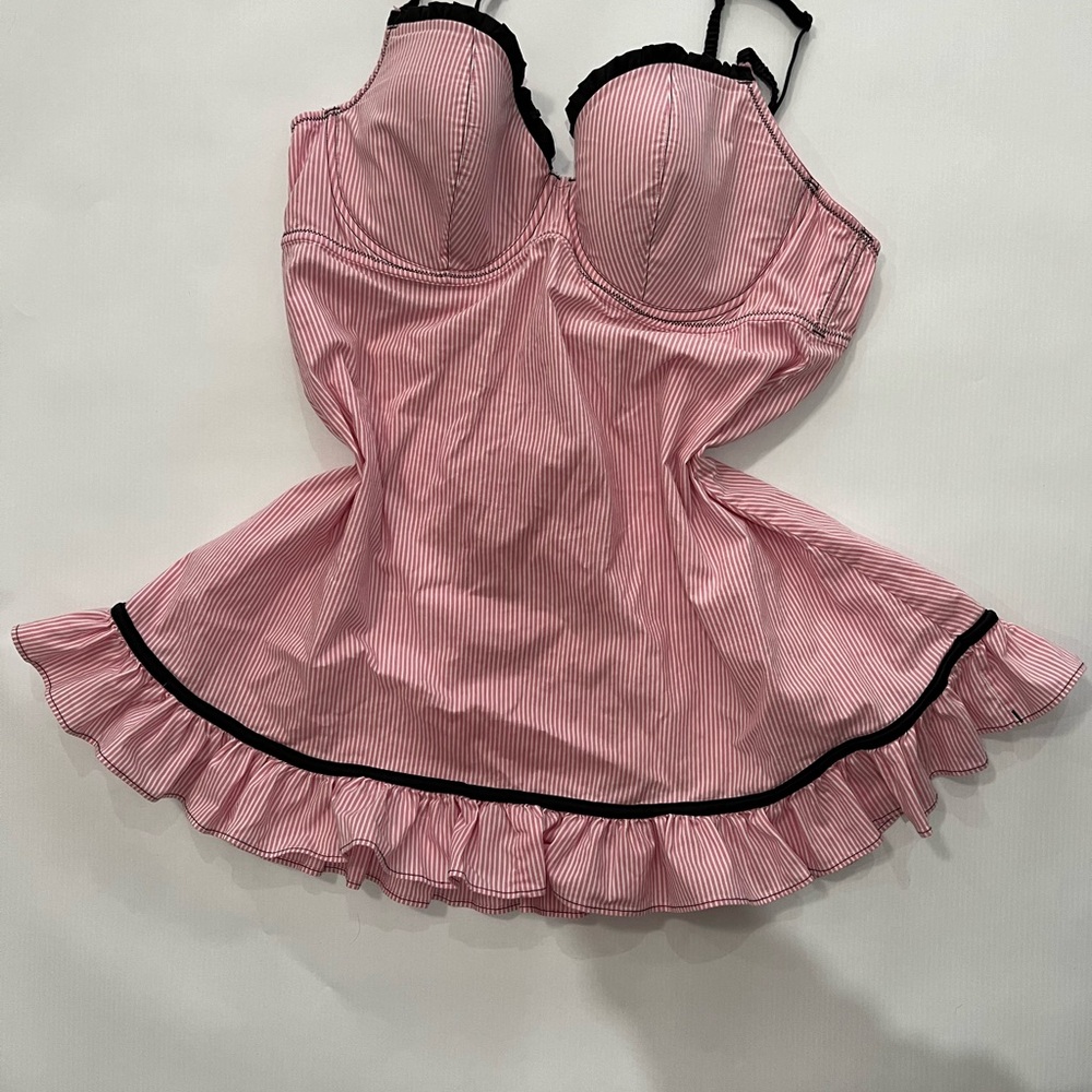 Y2K La SENZA Pink and Black Striped Chemise
